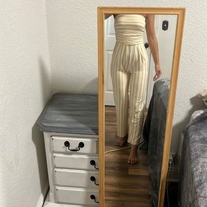 Heart & Hips strapless jumpsuit size small. Yellow & white stripe.